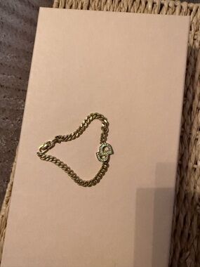 Gold Dior Chain Bracelet with Crystal Pave Toggle